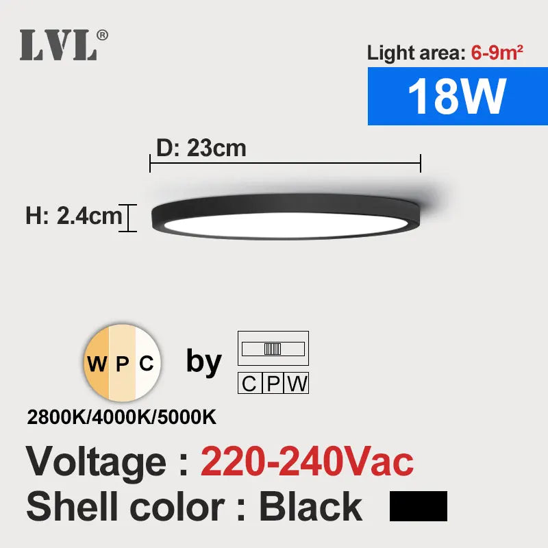 Modern LED Ceiling Light - Wood Grain & Gold 3-Color Home Lighting