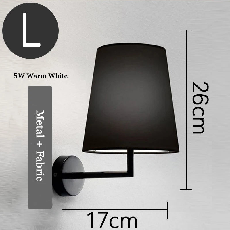 American Classic Fabric Wall Lamp Nordic Retro Led Bedside Light Indoor Bedroom living room sofa Corridor Stairs Decors Sconce
