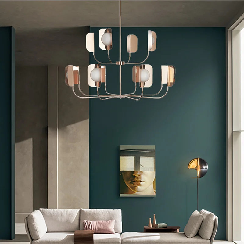 LEAF Chandelier Europe Lustre's  Milky Glass ball lamp Metal Leaves G9 Led Luxury Living Room Rose Gold/gold chandelier lighting