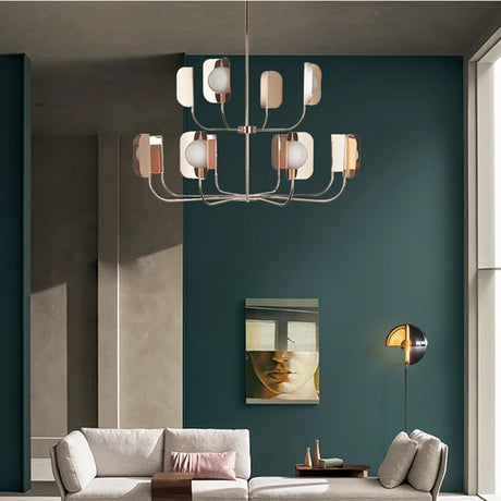 LEAF Chandelier Europe Lustre's  Milky Glass ball lamp Metal Leaves G9 Led Luxury Living Room Rose Gold/gold chandelier lighting