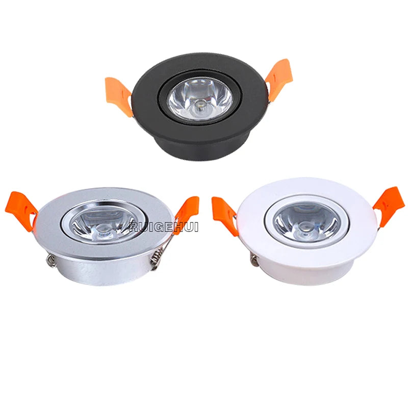 Aluminum Round LED Recessed Downlight (1W/3W, AC90–260V / DC12V) - Dimmable Spotlight with Driver (50mm Cutout)