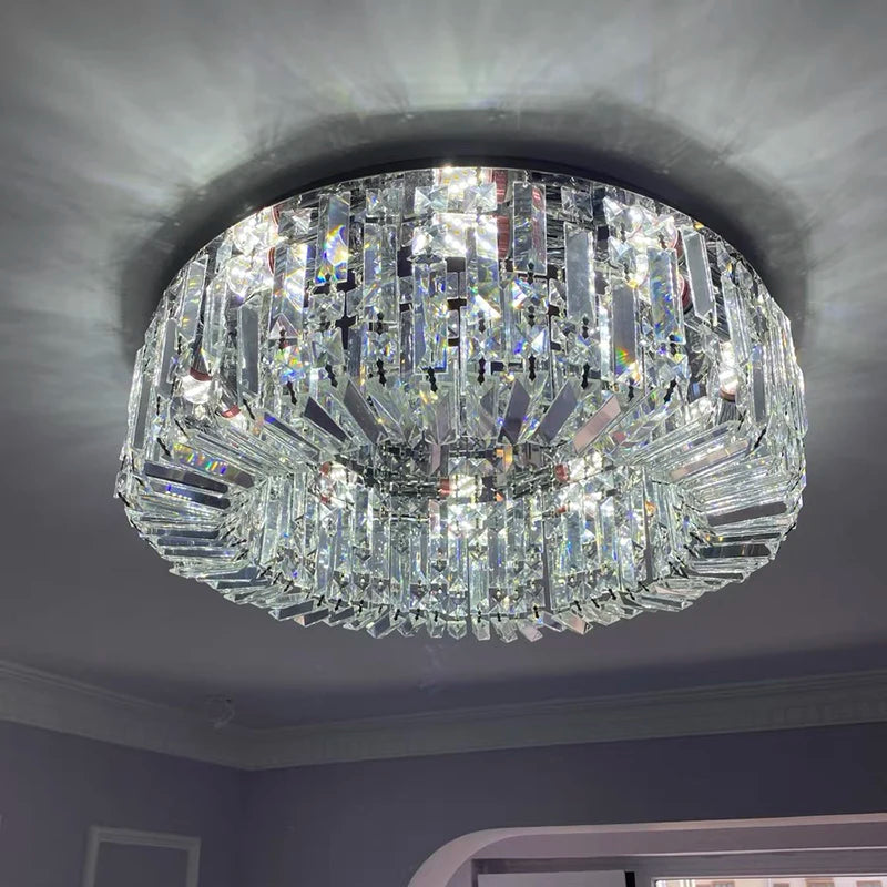 Modern K9 Crystal Ceiling Lamp Fashion Trend Living Room Lamp Children Bedroom Dining Table LED Ceiling Lamp Round