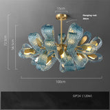 2026 Postmodern Copper Glass Chandelier - Blue Beauty Luxury Dining Room Light