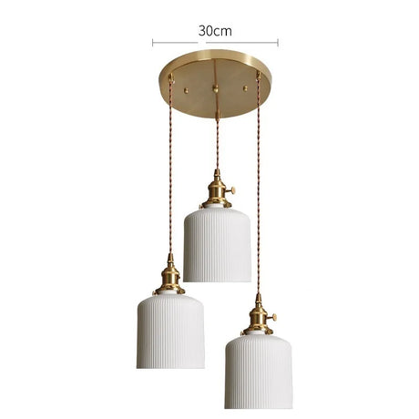 Nordic White Ceramic LED Pendant Lights Fixtures Knob Switch For Bedroom Dinning Living Room Modern Copper Hanging Lamp