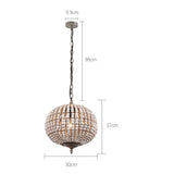 Loft vintage country ball nature wooden bead pendant lights E27 220V led hanging lamp for living room kitchen restaurant bedroom