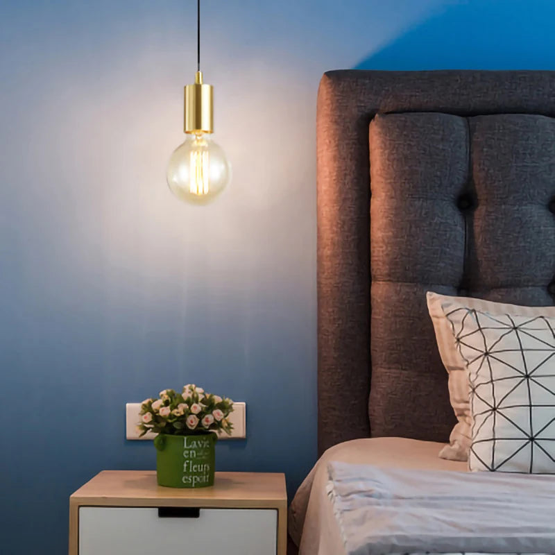 Nordic Simplicity E27 LED chandelier lamp golden small Pendant Lights for study room bedroom bedside loft illumination fixture