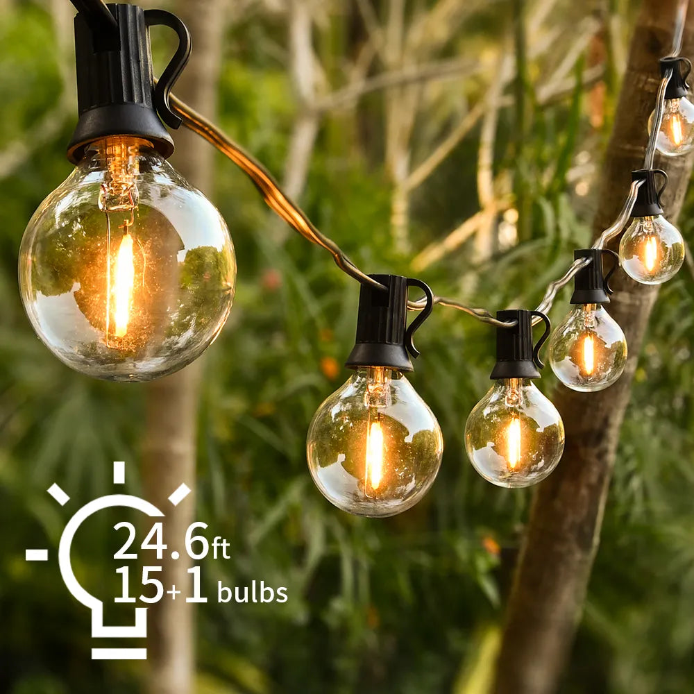 30M LED Fairy String Light Globe Party Garland G40 Patio Light Warm White Clear Vintage Bulb Chain For Outdoor Backyard Decorate