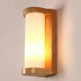 Japanese Decoration Wall Wood Lamp Glass Lampshade Bedroom Entrance Aisle Indoor Home Lights E27 LED Nordic Bedside Wall Light