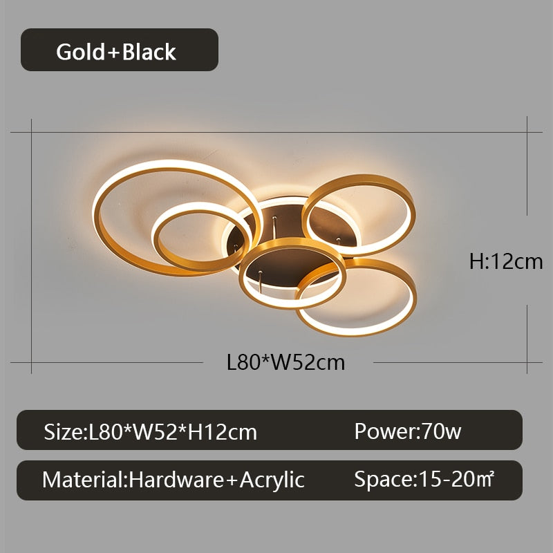 Smart Home Alexa Modern Led Ceiling Lights for Living Room Bedroom Study Room Indoor 90-260V Leiling Lamp Fixtures Black Gold