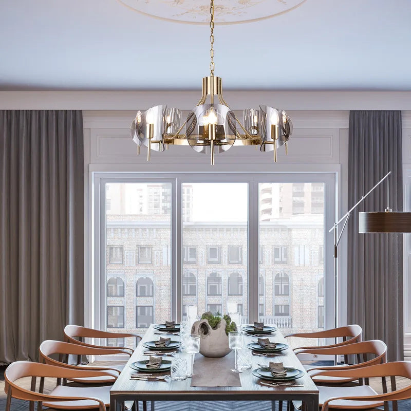 Postmodern creative living room chandelier personality fashion restaurant bedroom villa duplex floor glass chandelier E14