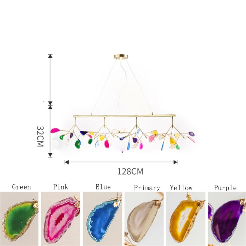 Nordic Luxury LED Chandelier Lighting for Living Room Branches Creative Home Decor Agate Hanging Lamp Interior Kitchen Fixtures