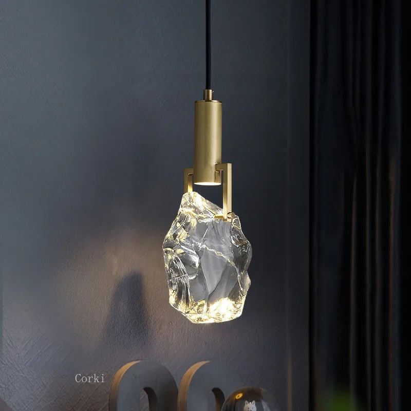 New Crystal Led Pendant lights Nordic luxury brass Dining Room Bar Kitchen suspension Luminaire bedroom bedside Hanging lamp