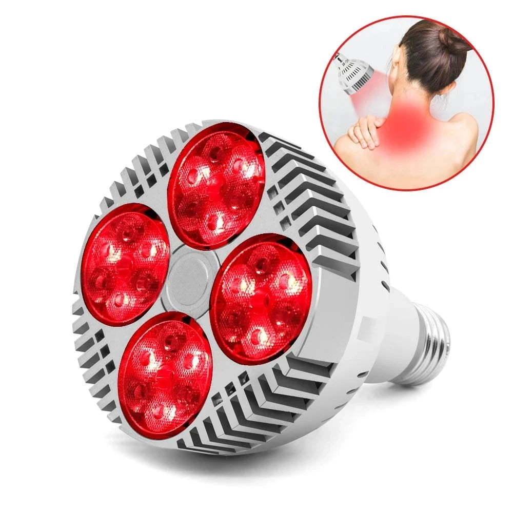 LED Red Light Therapy Bulb E27 48W Deep Red 660nm Near Infrared 850nm For Flowering Fruiting Grow Spectrum Enhancement Light Therapy