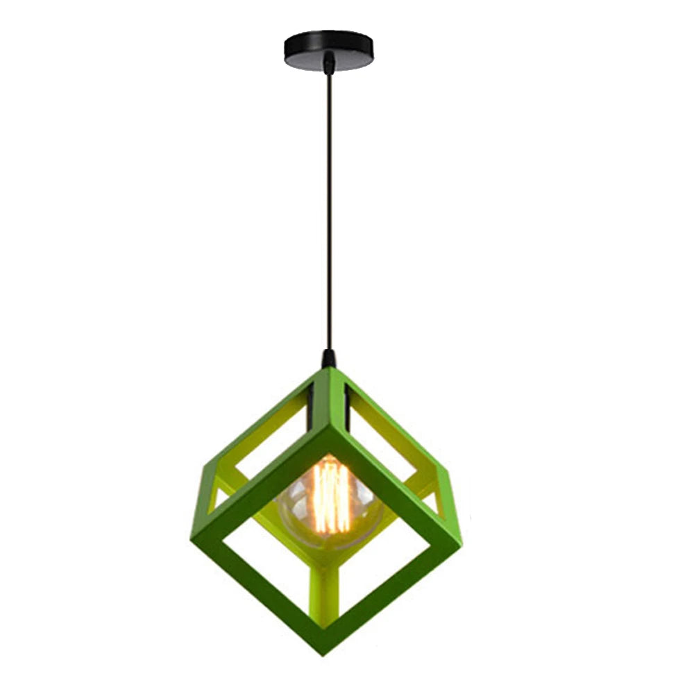 Nordic Style 3 in 1 Pendant Lights Creative Geometric Lamp Shade Cube E27 Base Metal Hanging Light Square Ceiling Lighting Decors