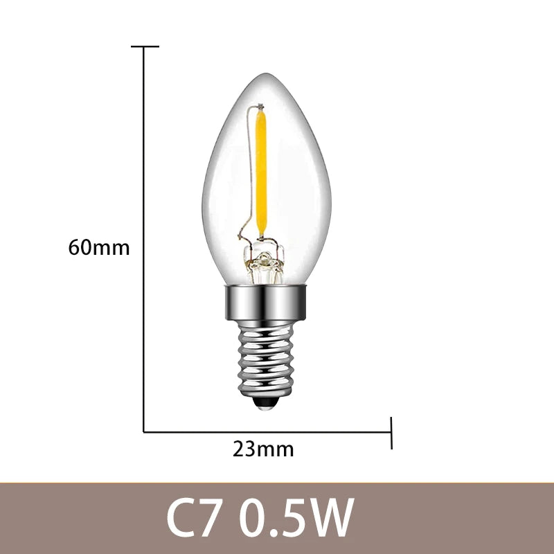 Vintage LED Filament Bulbs C7 C35 T20 G40 - 4W 6W Dimmable E14 E12 Decorative Ampoule