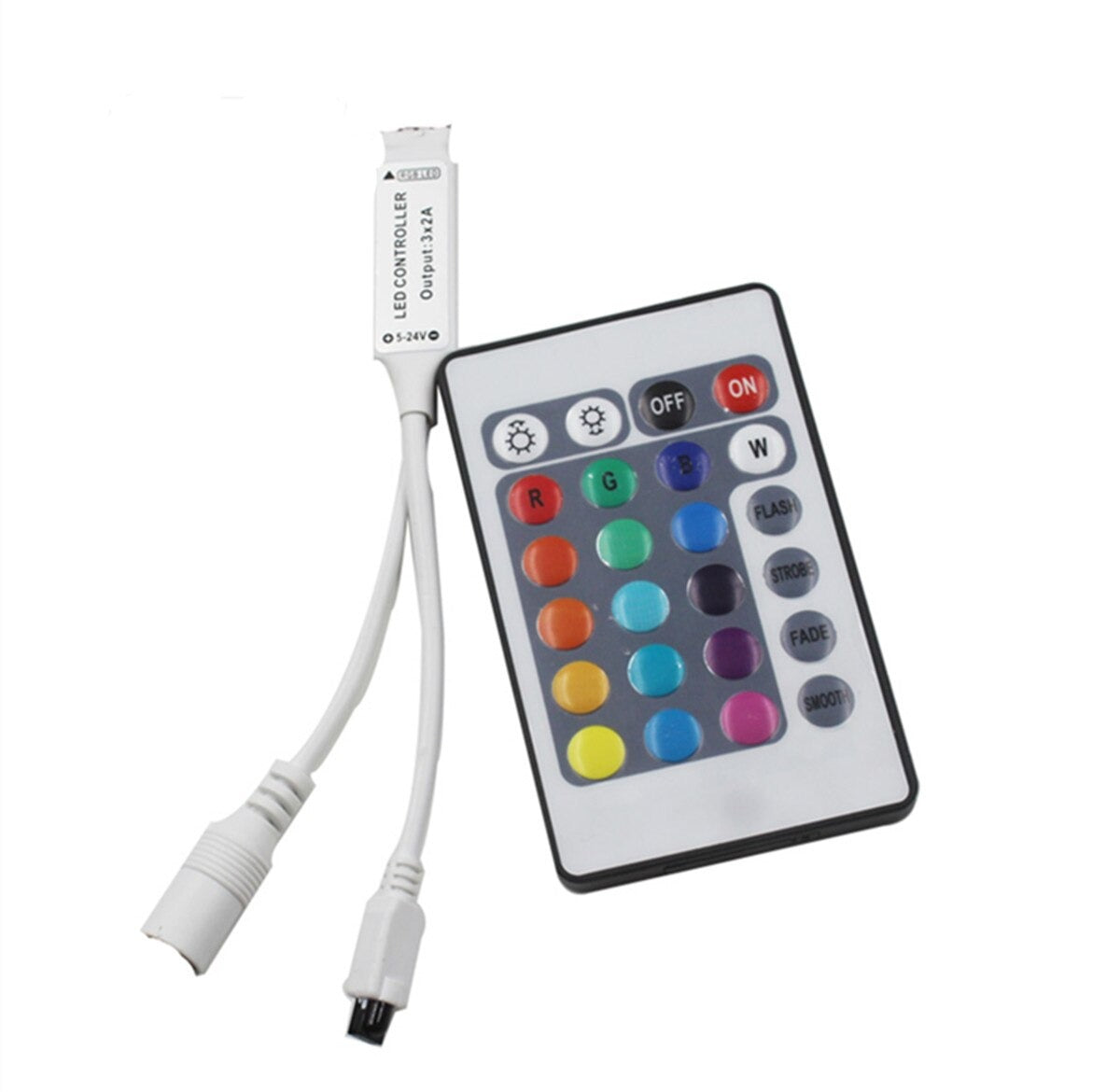 24 Key Led Controller Learning Led Controller 24 Keys LED IR RGB Controler box 1 to 2 Controller IR R ...