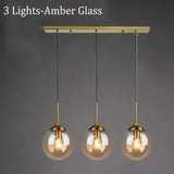 Amber Smoke Gray Clear Glass Pendant Lamp LED Hanging Light for Dining Room Table Kicthen Island Bedroom Bedside Lighting