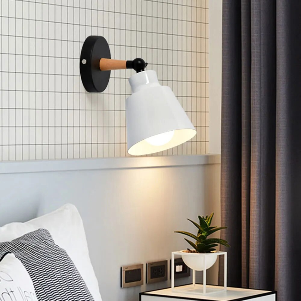 ASCELINA Hot Nordic Style Indoor Lighting  LED Wall Lamp Modern Wooden Bedroom Bracket Light Household Living Room Bathroom Lamp
