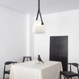 Modern Glass LED Pendant Light Art Leather Designer Bedside Hanging Lamp for Living Room Indoor Decorative Lighting