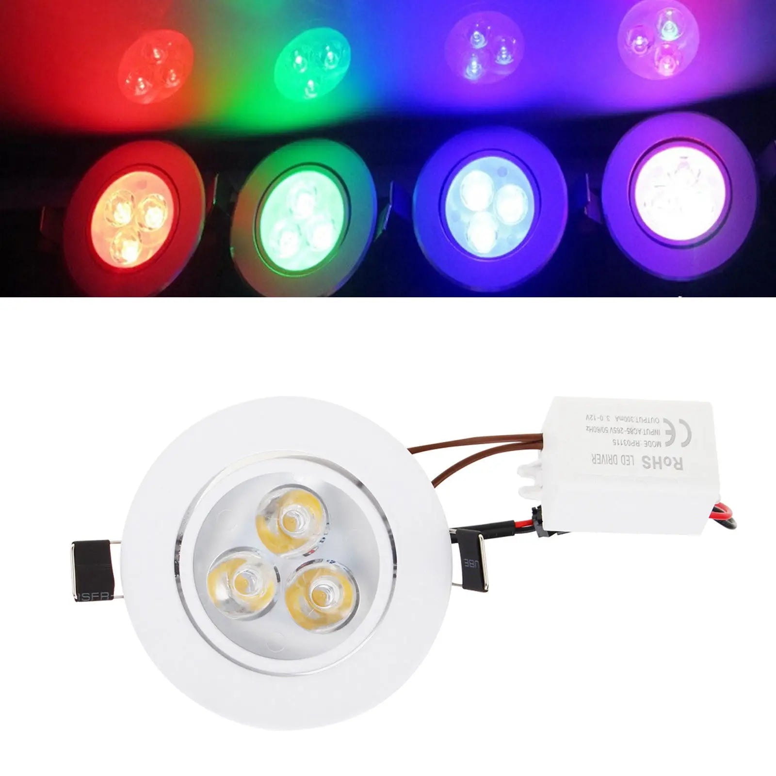 Dimmable Recessed LED Ceiling Downlight 3W Spotlight Lighting Lamps Bulb White Free Driver Colorful Red Yellow Blue Green Purple