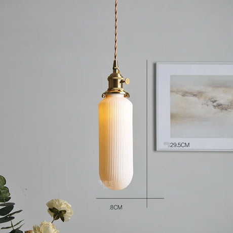 Nordic White Ceramic LED Pendant Lights Fixtures Knob Switch For Bedroom Dinning Living Room Modern Copper Hanging Lamp