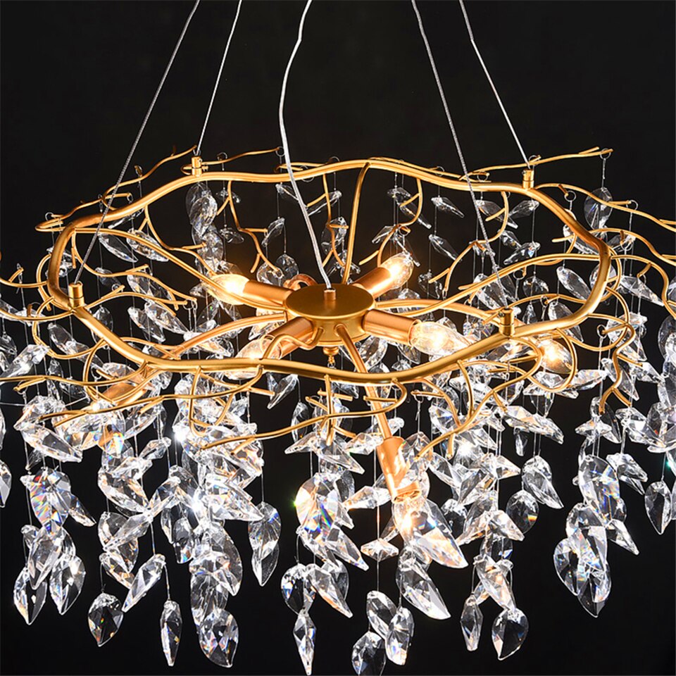 Nordic Luxury Crystal Chandelier Lighting Modern Simple Gold Lustre Hanging Lamp for Living Room Hotel Hall Home Decor Lighting