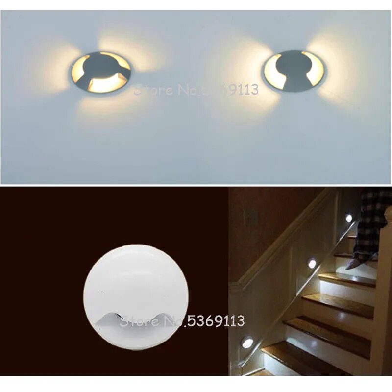 Led wall Lamp 3W Recessed Porch Pathway Step Stair Light AC 85-265V Indoor LED Spot Light Modern Home Decoration DC12V