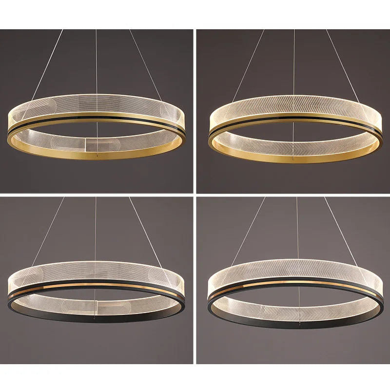 Modern Nordic Light Luxury Round Acrylic Ceiling Chandelier Bedroom Restaurant Hotel Lobby Cord Pendant Lighting