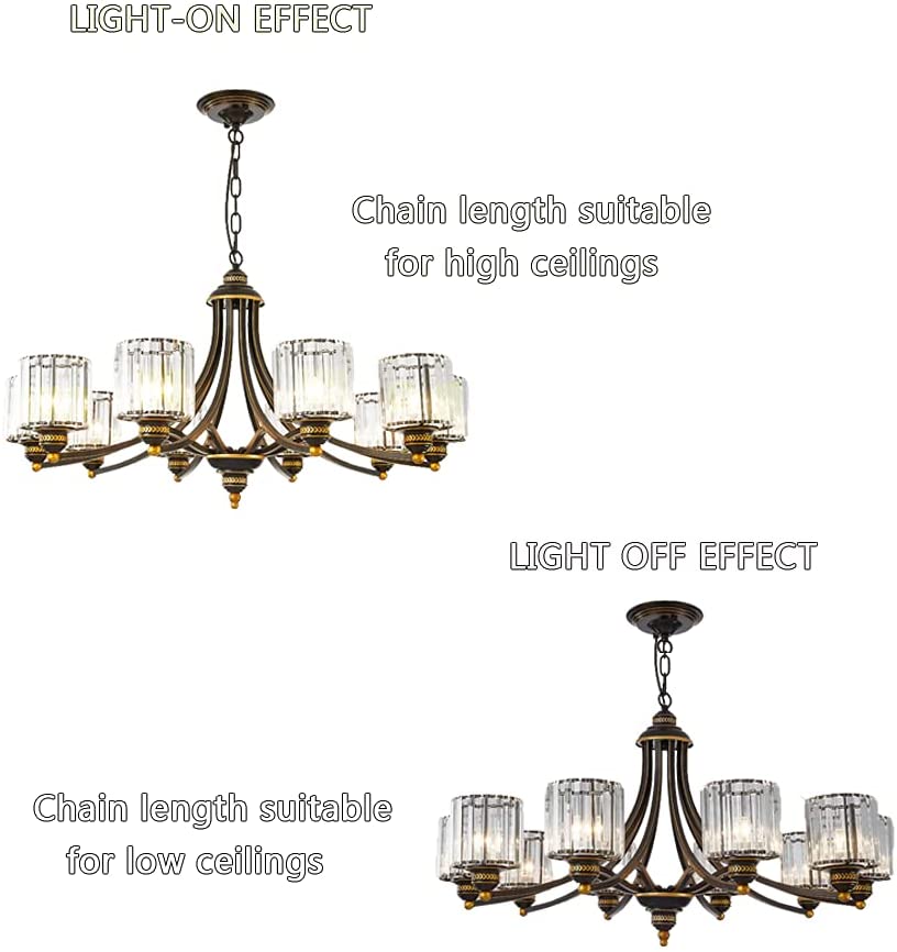 Modern Crystal Chandeliers Luxury 8-Light Chandelier Lighting Flush Mount Ceiling Lights Kitchen Island Hanging Pendant Light