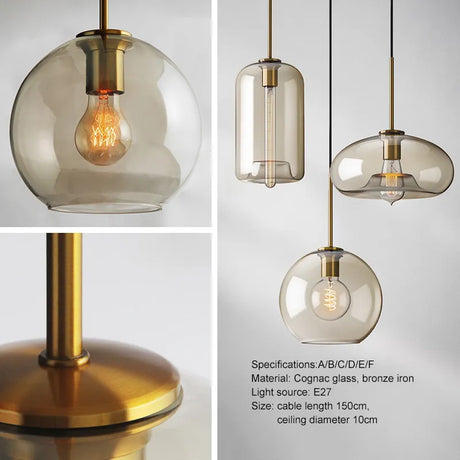 Modern Nordic hanging loft  Glass luster Pendant Light industrial decors Lights Fixtures E27/E26 for Kitchen Restaurant Lamp