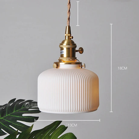 Nordic White Ceramic LED Pendant Lights Fixtures Knob Switch For Bedroom Dinning Living Room Modern Copper Hanging Lamp