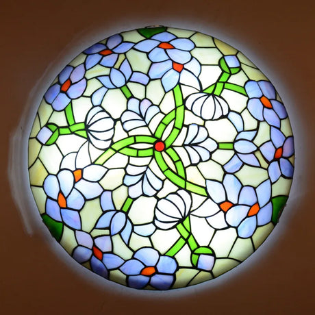 Tiffany Restaurant Bedroom Balcony Hallway Corridor Lamp European-Style Round Dragonfly Pastoral Glass Ceiling Lamps AC110V 220V