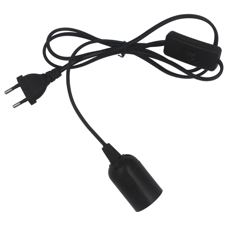 EU US Plug 1.8m Power Cord Cables E27 Lamp Base Holder With Switch Wire For Pendant Led Bulbs Fixture Hang lamp Suspension Socket