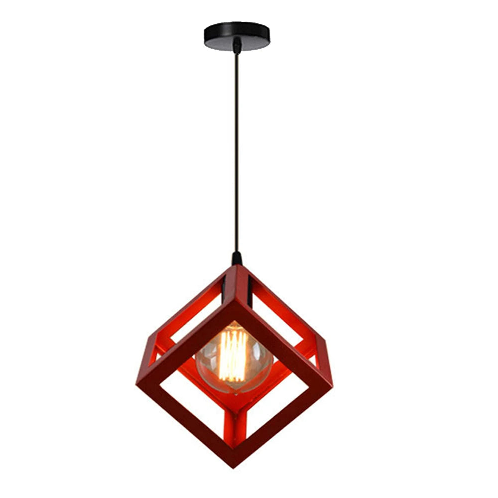 Nordic Style 3 in 1 Pendant Lights Creative Geometric Lamp Shade Cube E27 Base Metal Hanging Light Square Ceiling Lighting Decors