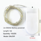 Led Strings Garland Fairy Lights Copper Wire 1M 2M 5M10M Battery Lighting Garland for Christmas Bedroom Wedding Party Decoration