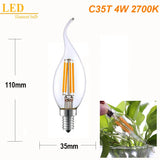 T20 Tubular LED Filament Bulbs - Dimmable E12 E14 Vintage Light Bulbs