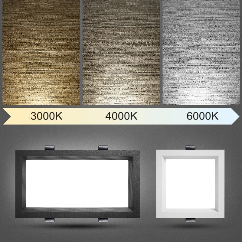 1PCS square lamp, rectangular tube lamp, embedded LED ultra-thin perforated light, ceiling light 12W 18W 24W 220V240V