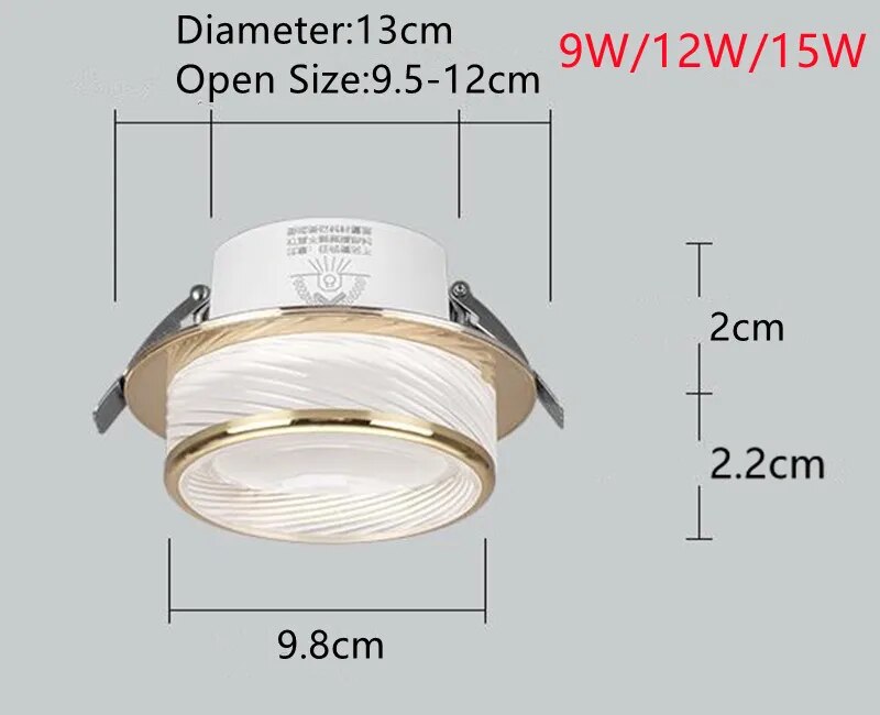 5W 7W 9W 12W 15W Dimmable Led Recessed Downlight Light Spot Ceiling Lamp For Living Room Bedroom Dining Room Hotel Lighting