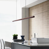 Solid Wood Hanging Lamp Nordic LED Wood Pendant Light Modern Table Long Linear Light Round Hanging Fixtures for Kitchen Island