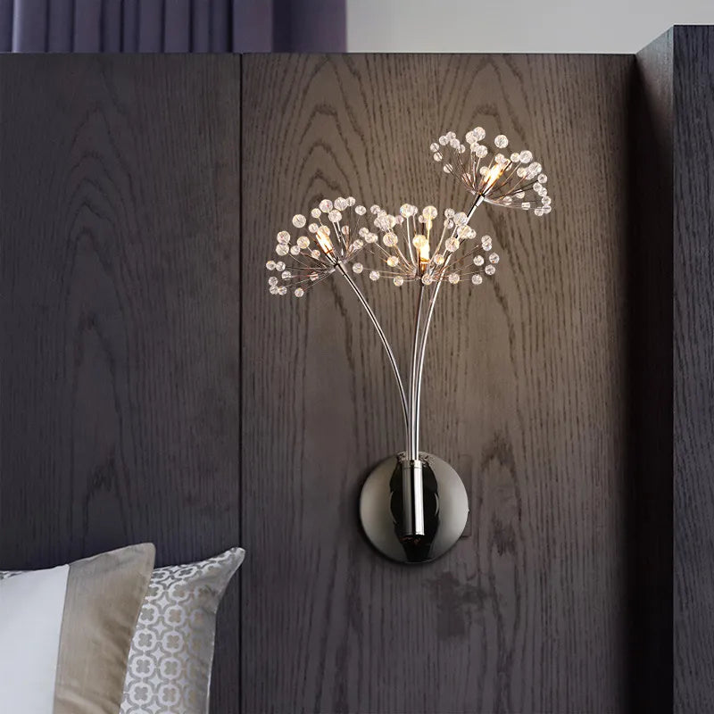 INS Modern Simple LED Bedside Lamp Living Room Bedroom Wedding Dress Shop Decors Crystal Study Dandelion Standing  Floor Light