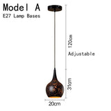Vintage Pendant Lamp Black Iron Etching Lampshade Bar/Teahouse/Restaurant Indoor Lighting American Creative E27 Pendant Lights