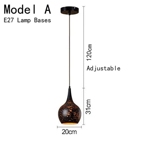 Vintage Pendant Lamp Black Iron Etching Lampshade Bar/Teahouse/Restaurant Indoor Lighting American Creative E27 Pendant Lights