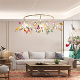 Nordic Romantic Firefly LED Chandelier Light Stylish Tree Branch/Round Metal Dining Room Restaurant Ceiling Spotlight Chandelier