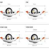 360° Rotating LED Recessed Spotlight - Dimmable Ceiling Downlight (5W-10W)