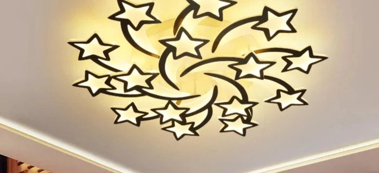 Modern LED Chandelier White/Black Dimmable Indoor Lighting For Bedroom Hall Living Children's Room Acrylic Fixture Lamps