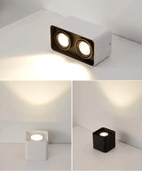 Square Dimmable LED Wall Mounted Downlight 10W 12W 20W COB Spot light Single/Double Head Ceiling Lamp Surface Mounted Down light