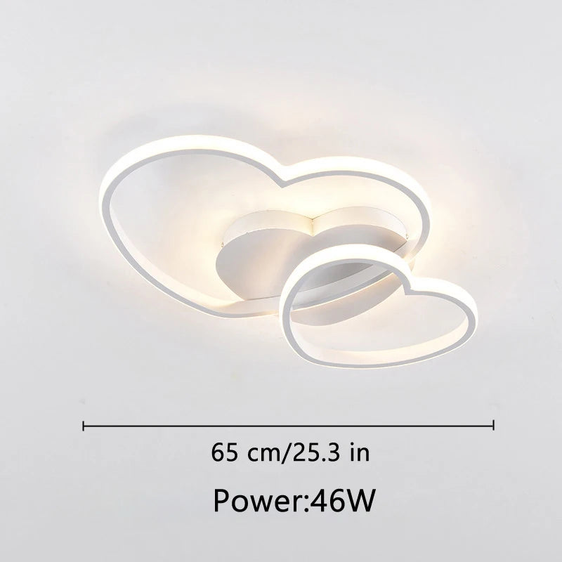 Light For Home Led Light For Bedroom Women Princess Heart Shape Ceiling Lights Lamp Dimmable For Wedding Girls Room Bedroom