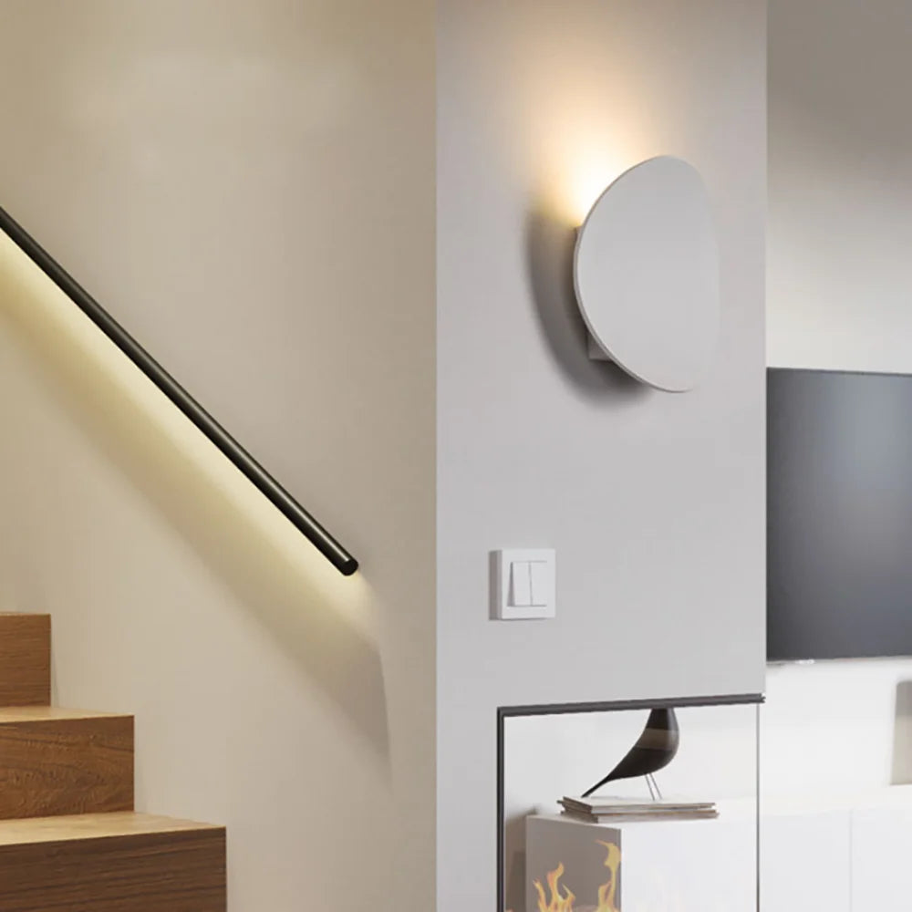 7W Modern Interior LED Wall Lamp - Brushed Gold, Black & White Aluminum Sconce Light for Living Room & Bedroom Bedside