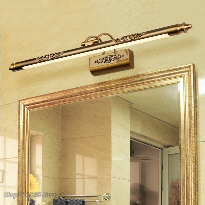 Waterproof Retro LED Bathroom Mirror Lamp - Vintage Metal Vanity Light Sconce
