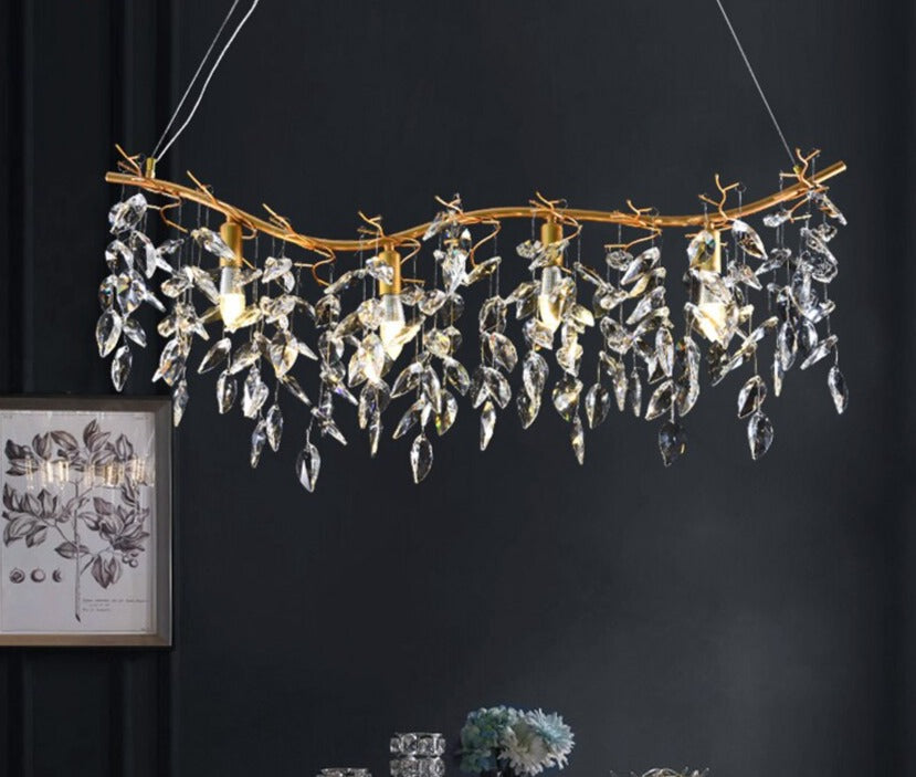 Nordic Gold Crystal Chandelier Lighting Modern Large Luster LED Ceiling Chandelier Loft Art Hanging Lamp for Living Room Lusters